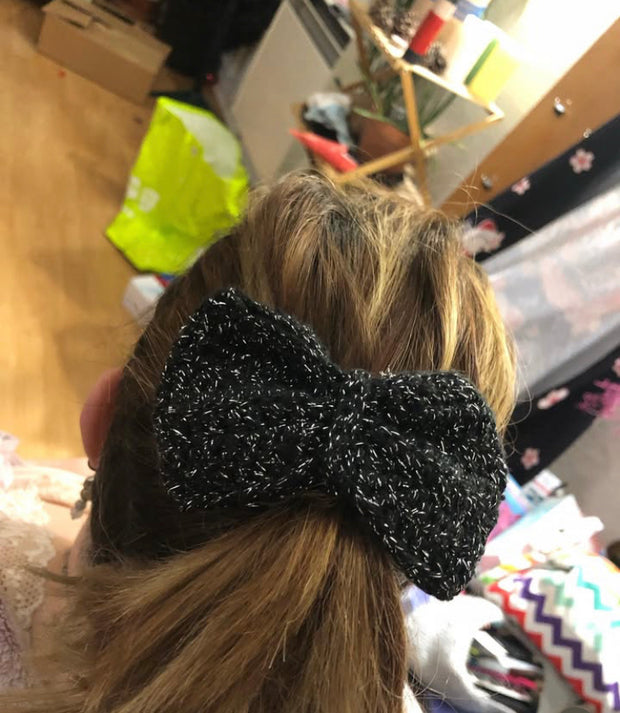Chouchou avec Grand Noeud au Crochet - Accessoire Cheveux Fait Main